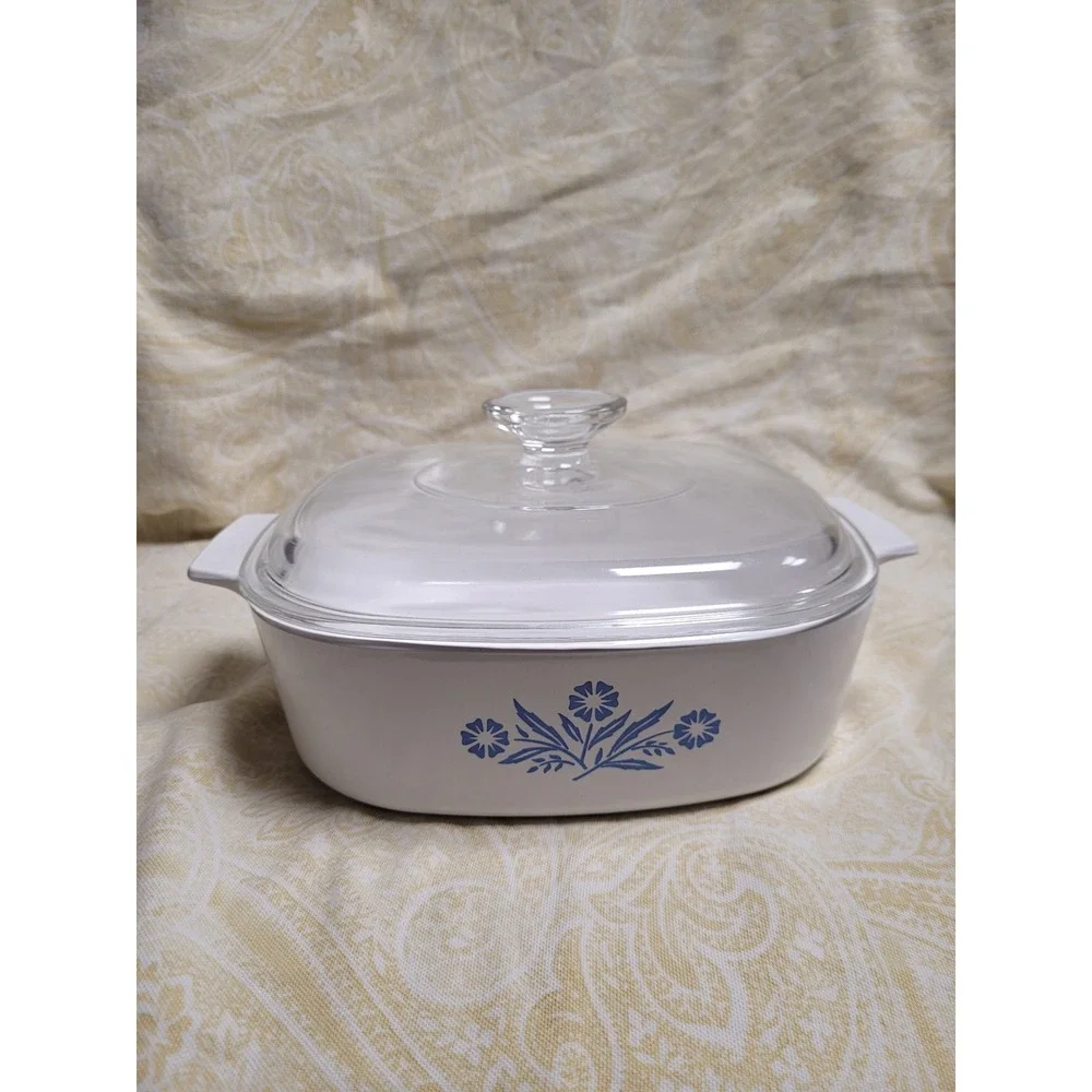 Corning Ware Blue Cornflower 2 Quart Casserole Dish with Lid A-2-B Vintage USA